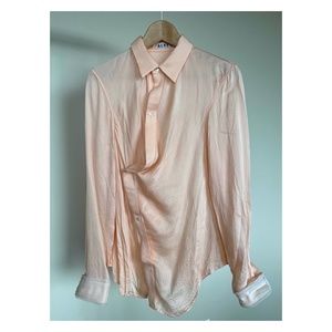 Silk Asymmetrical  Button-down Shirt